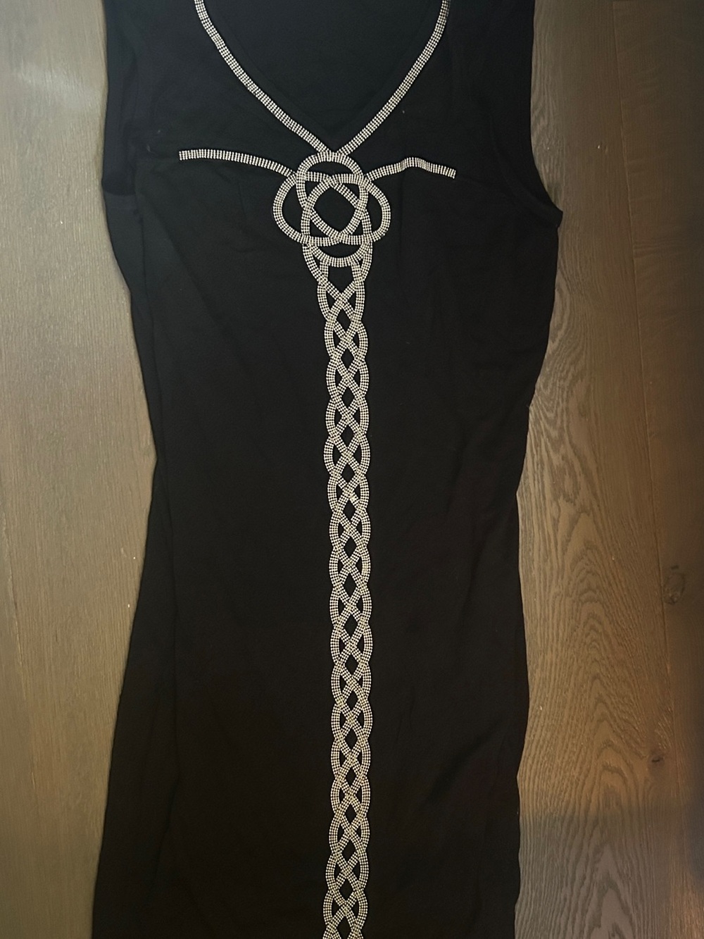 Black Midi Dress with Silver Braided Embellishment